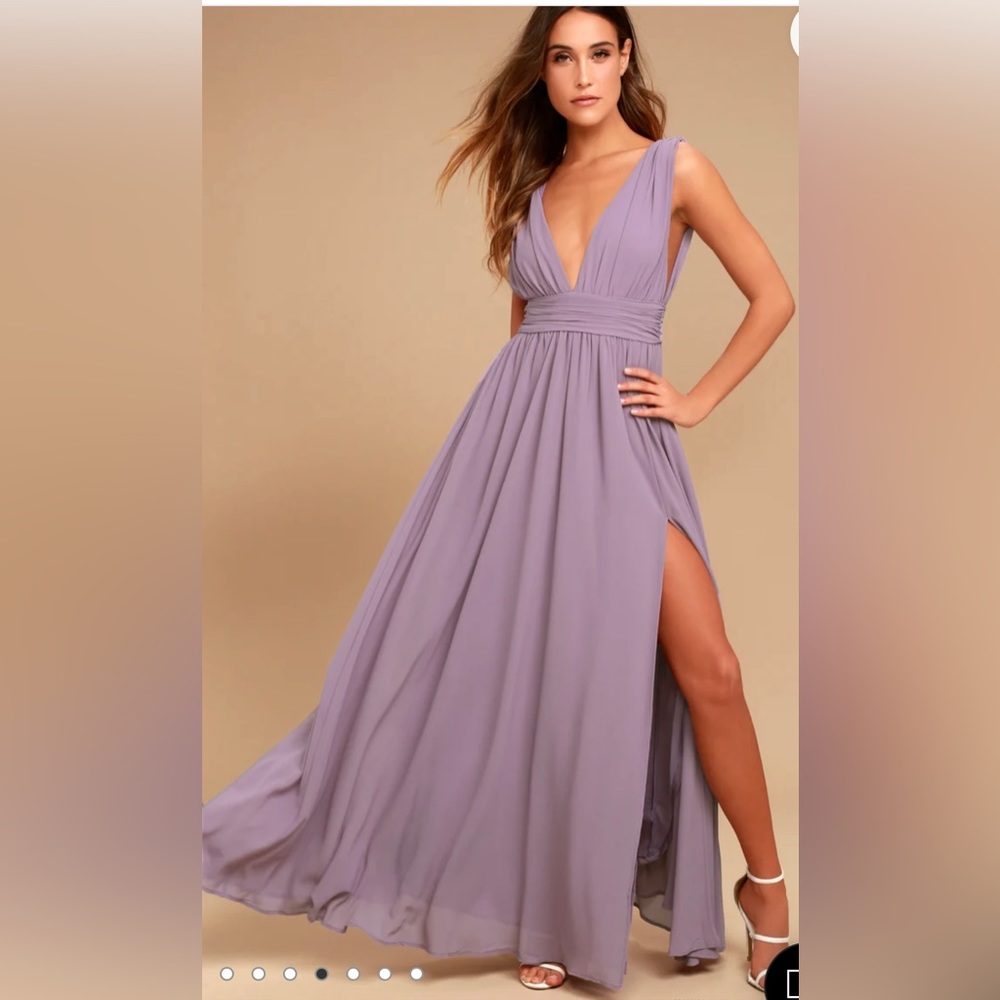 Lulus Heavenly Hues dusty purple maxi bridesmaid dress size medium